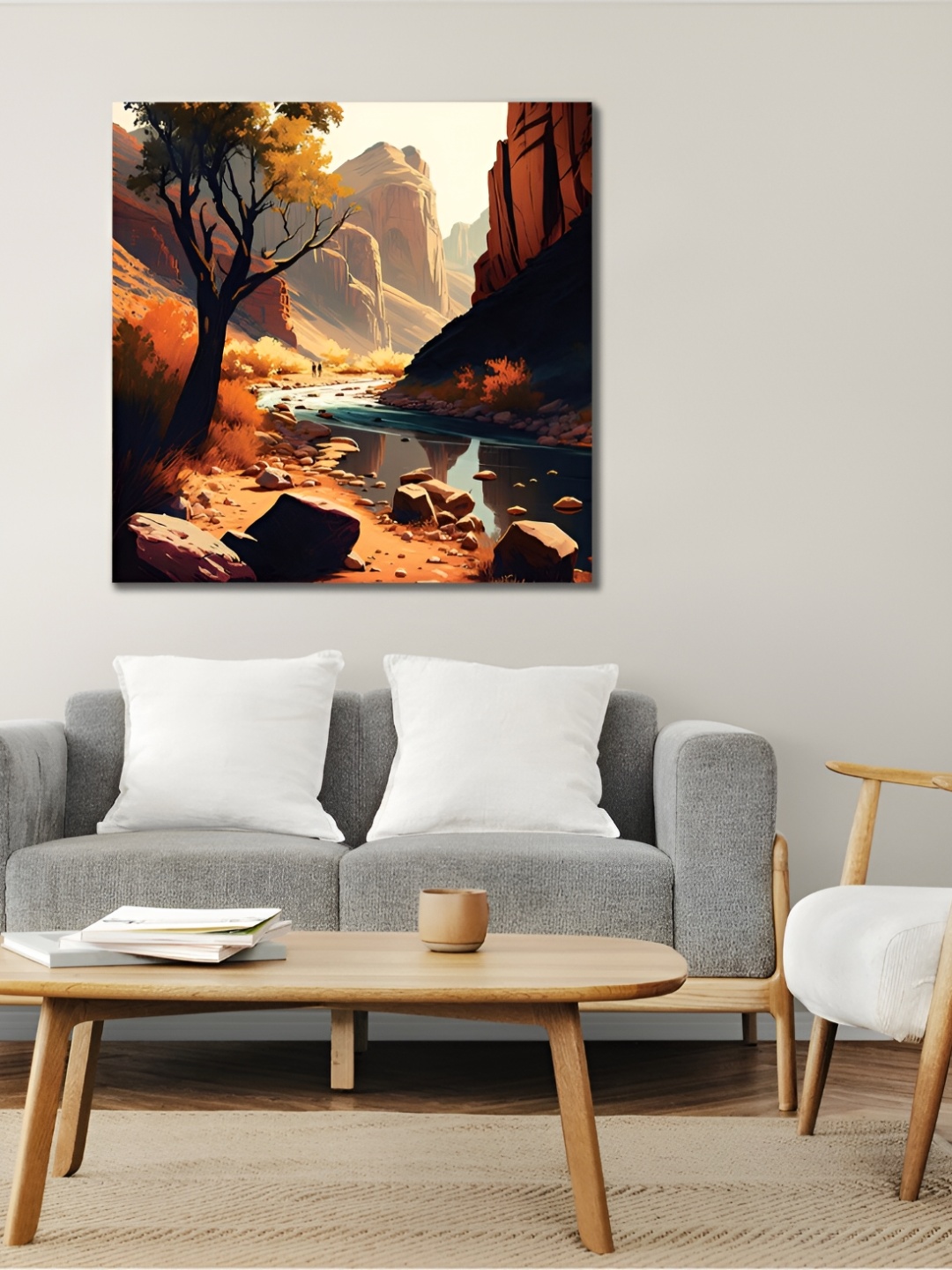 

CVANU Orange & Brown Canvas Painting Wall Art