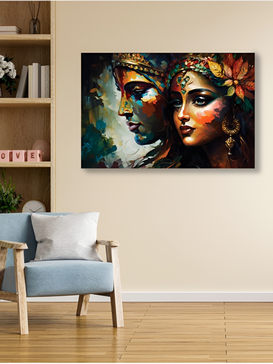 

CVANU Blue & Brown Religious Canvas Painting Wall Art