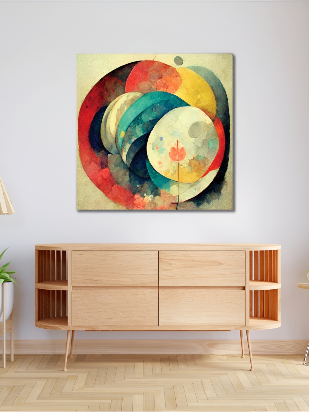 

CVANU White & Blue Abstract Canvas Painting Wall Art