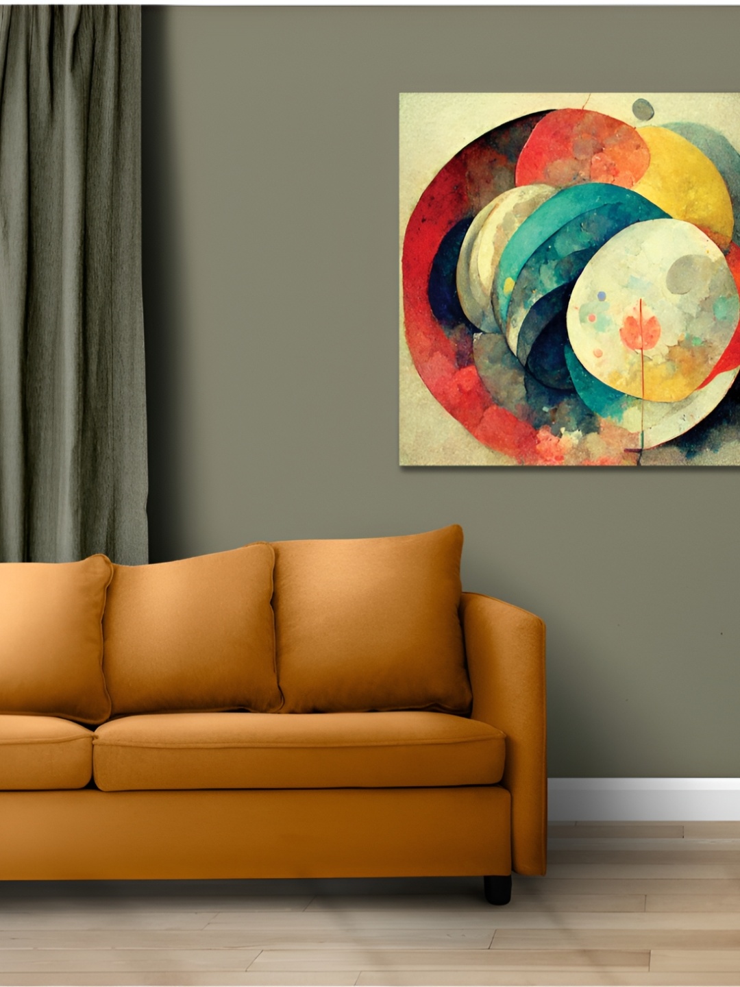 

CVANU Red & Grey Abstract Canvas Painting Wall Art