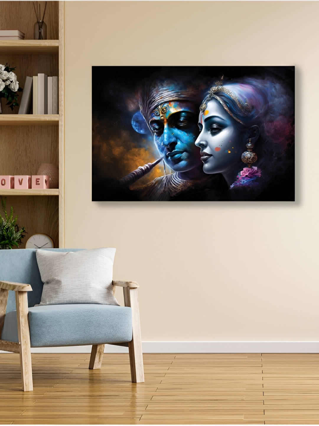 

CVANU Black & Blue Radha Krishna Canvas Painting Wall Art