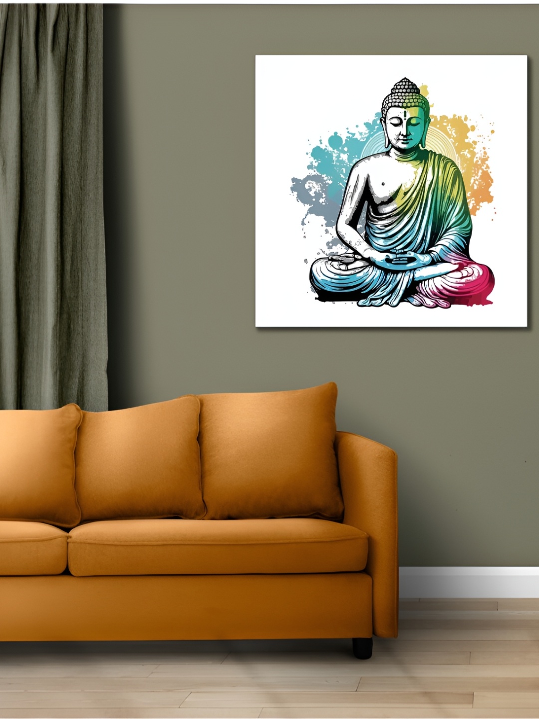 

CVANU Blue & Pink Buddha Canvas Painting Wall Art