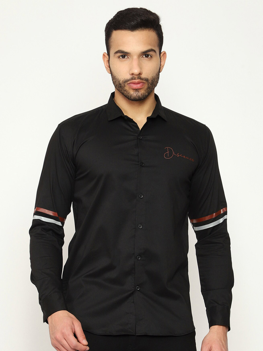 

MISCHIEF MONKEY Classic Long Sleeves Pure Cotton Casual Shirt, Black