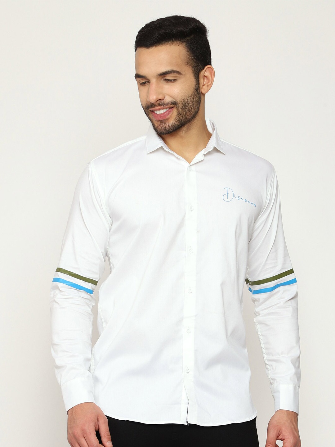

MISCHIEF MONKEY Classic Long Sleeves Pure Cotton Casual Shirt, White