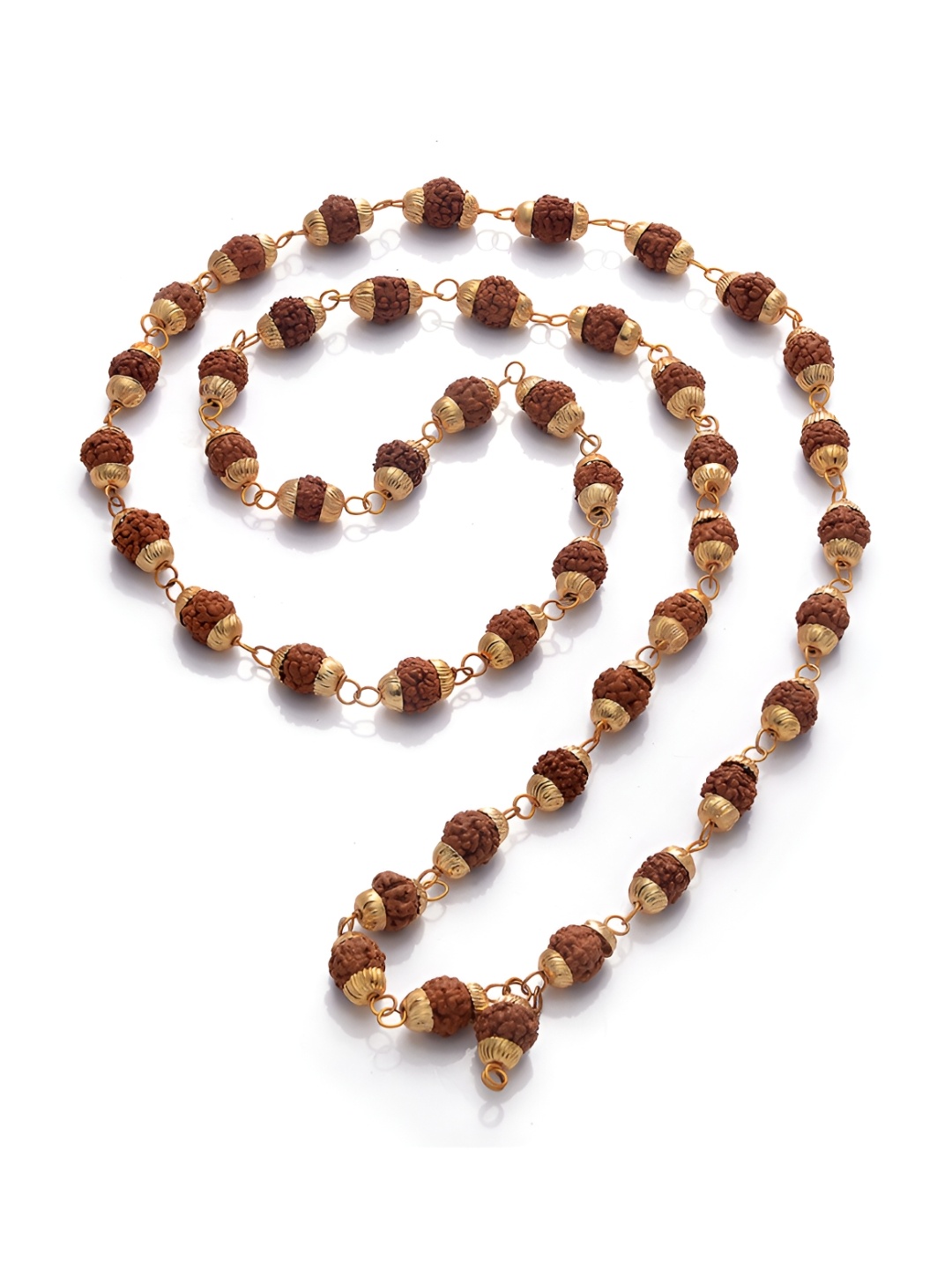 

Pray Everyday Unisex Beaded Rudraksha Mala Chain, Gold