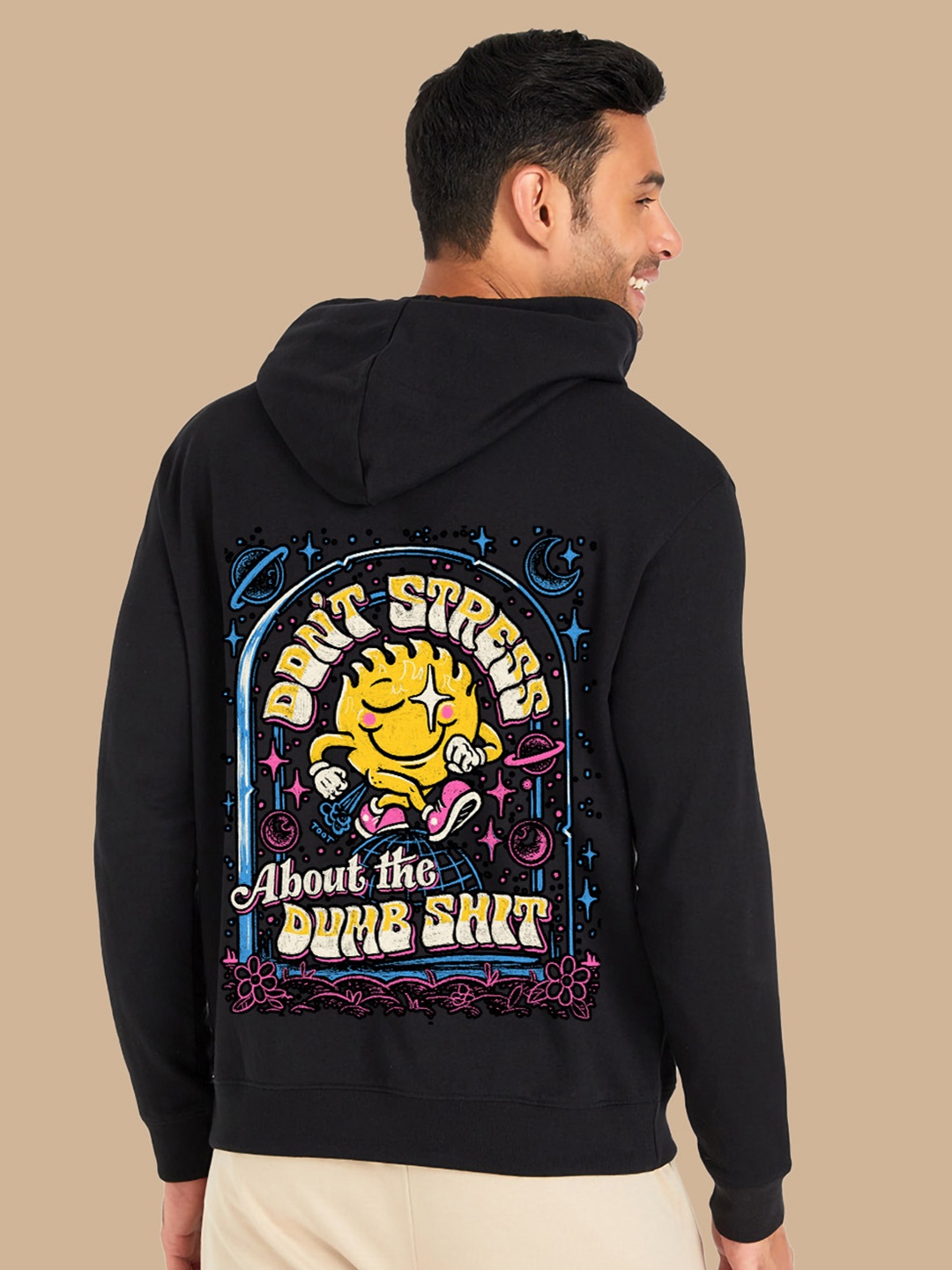 

BAESD Graphic Printed Hooded Fleece Pullover Sweatshirt, Black