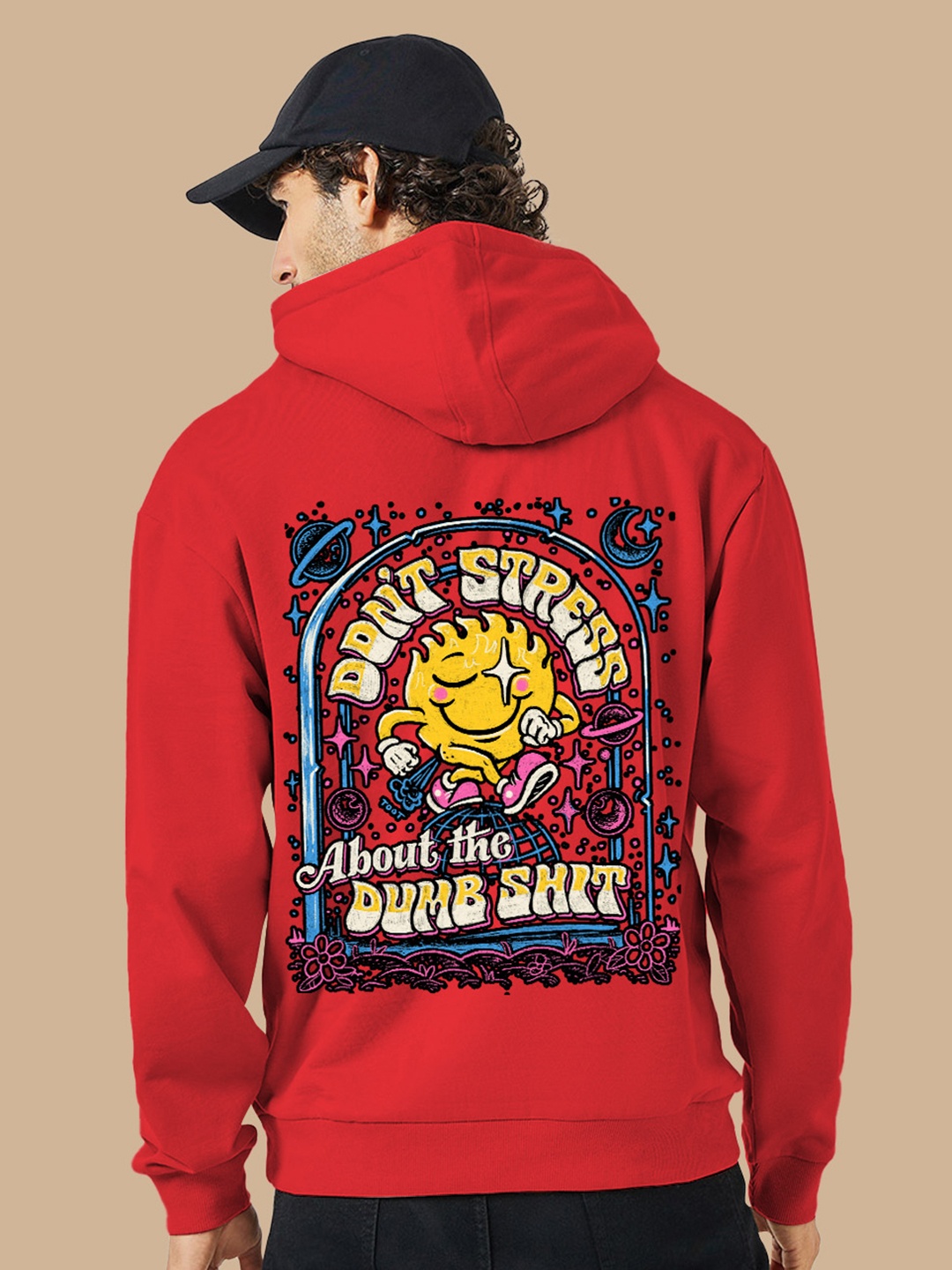 

BAESD Graphic Printed Hooded Fleece Pullover Sweatshirt, Red