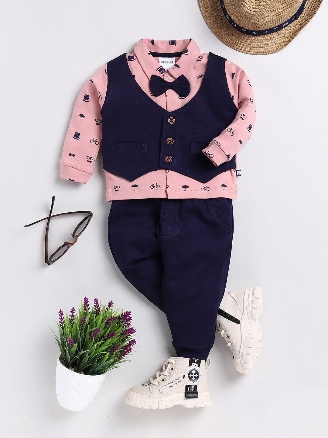 

Moms Love Infant Boys Cotton 2 Piece Party Suit, Pink