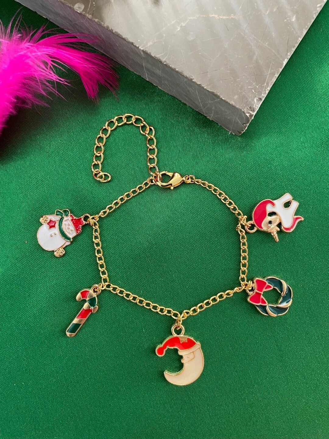 

Digital Dress Room Gold-Plated Enamelled Christmas Charm Bracelet