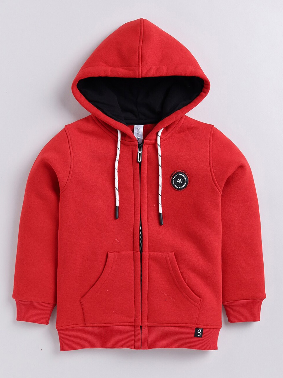 

Ginie Boys Hooded Front-Open Fleece Sweatshirt, Red