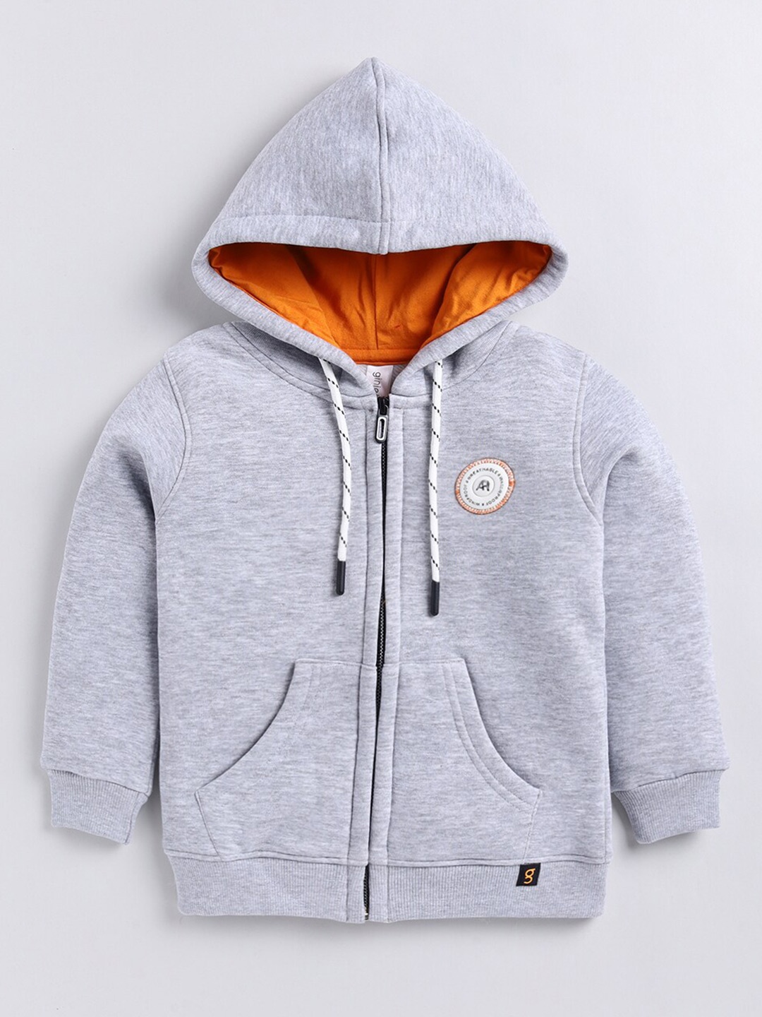 

Ginie Boys Hooded Long Sleeves Fleece Front-Open Sweatshirt, Grey