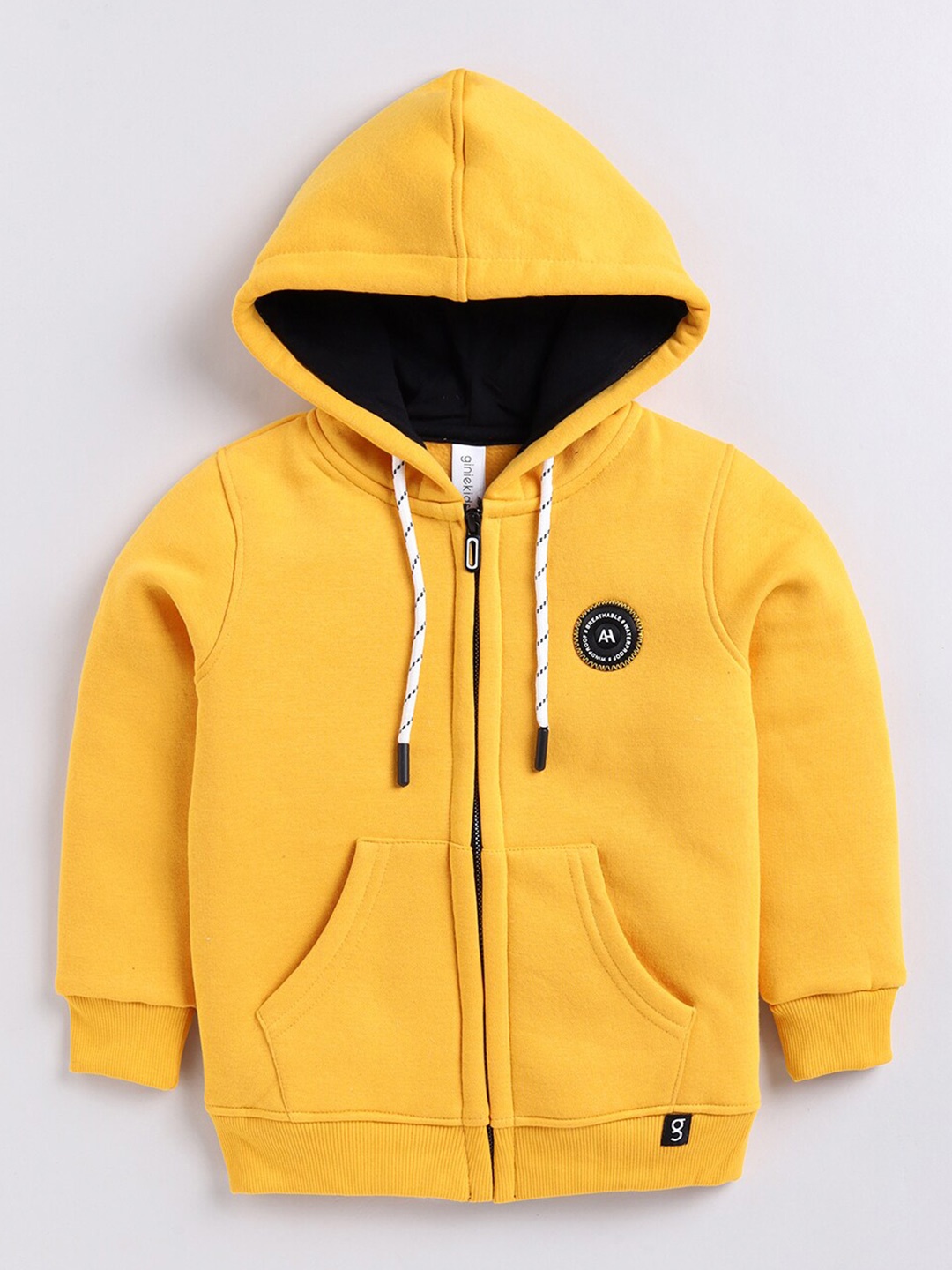 

Ginie Boys Hooded Long Sleeves Fleece Front-Open Sweatshirt, Yellow