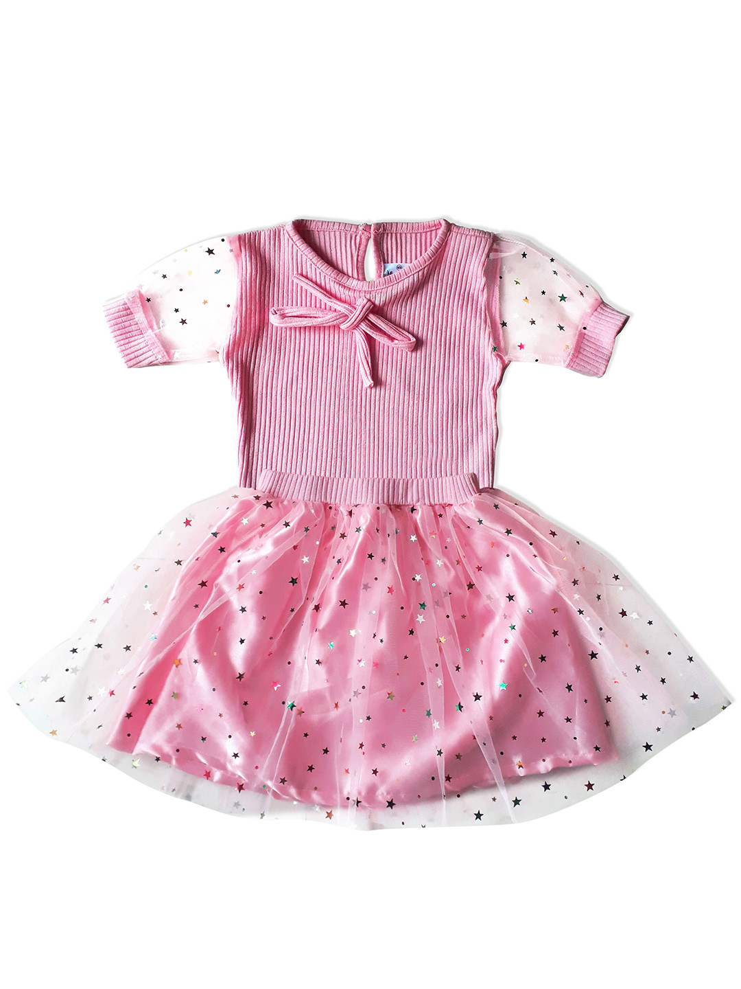 

BAESD Girls Self Design Party Top With Skirt, Pink