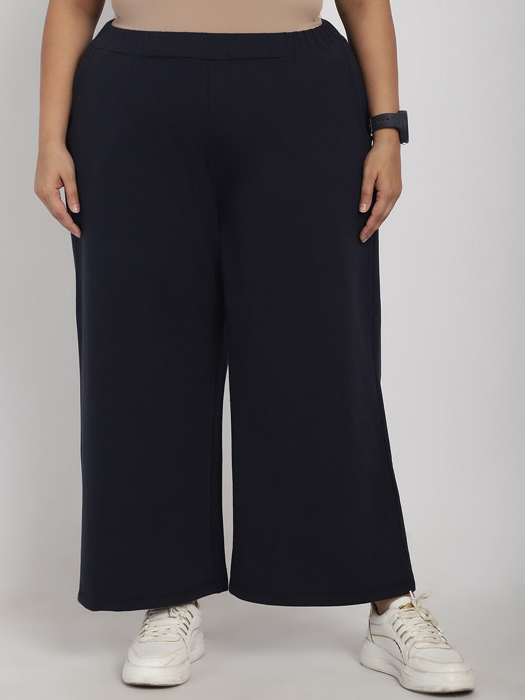 

Rute Women Plus Size Cotton Track Pants, Navy blue