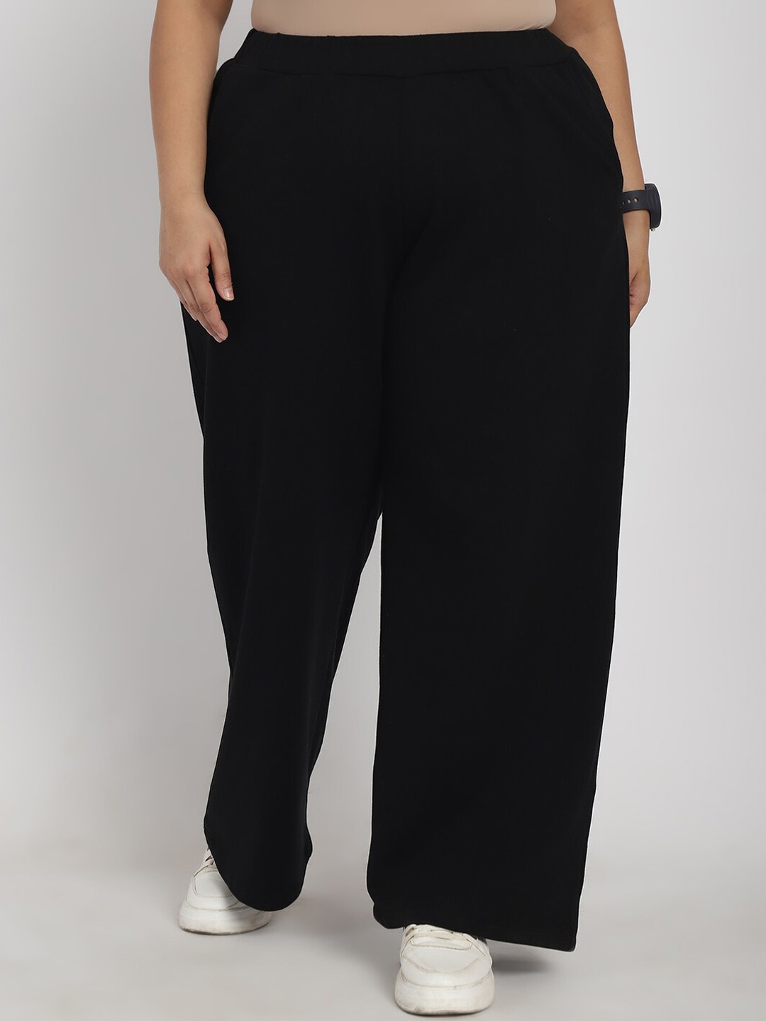 

Rute Women Plus Size Cotton Track Pants, Black