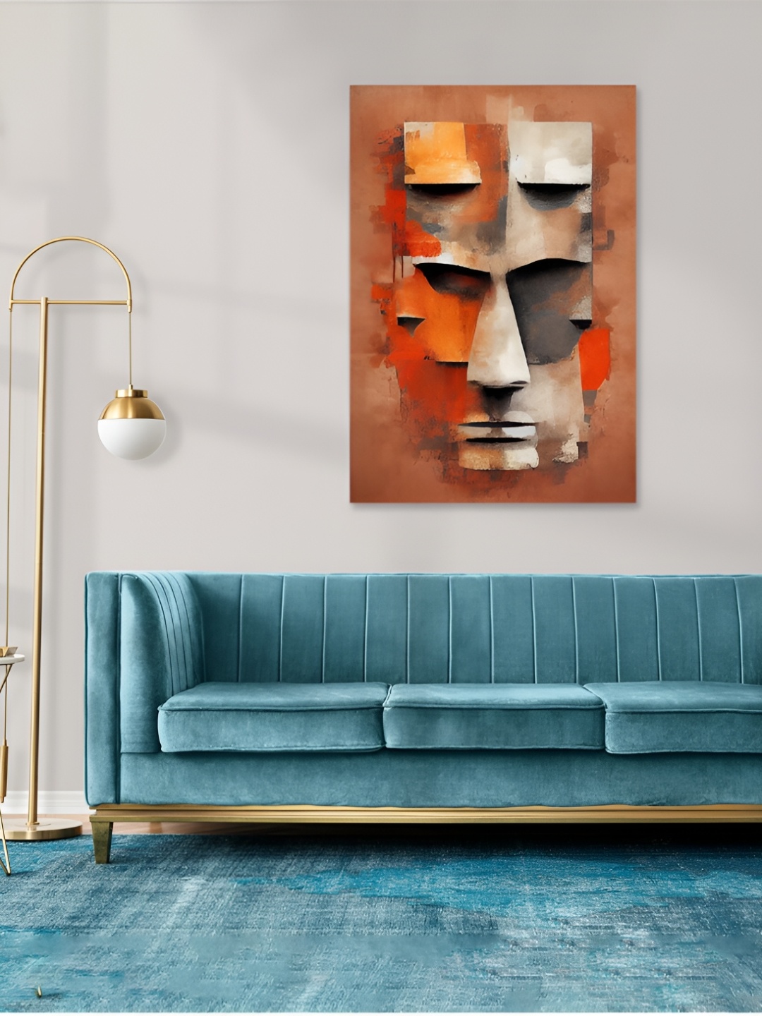 

CVANU Orange & Beige Abstract Canvas Painting Wall Art