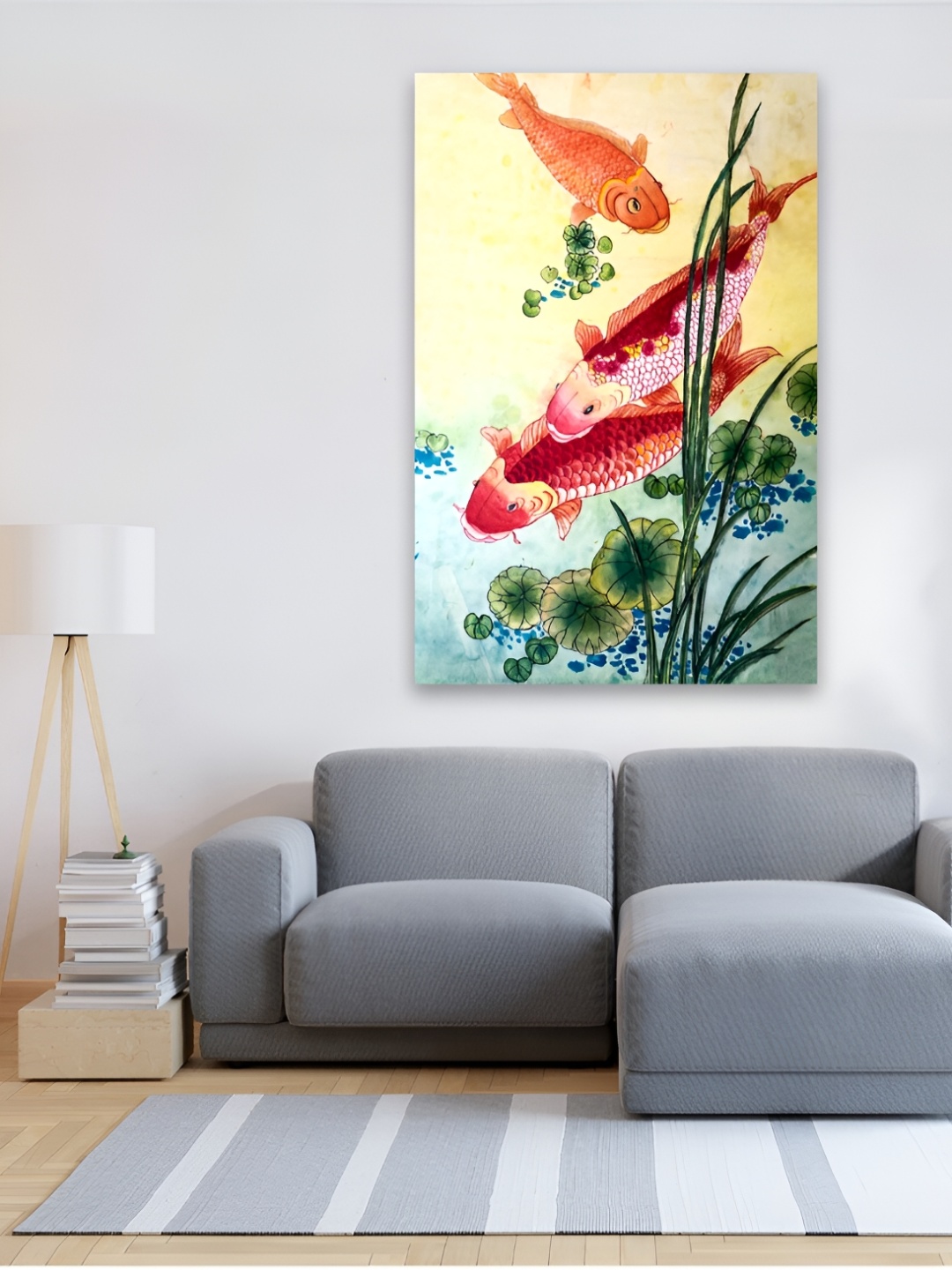 

CVANU Yellow & Green Fish Canvas Painting Wall Art