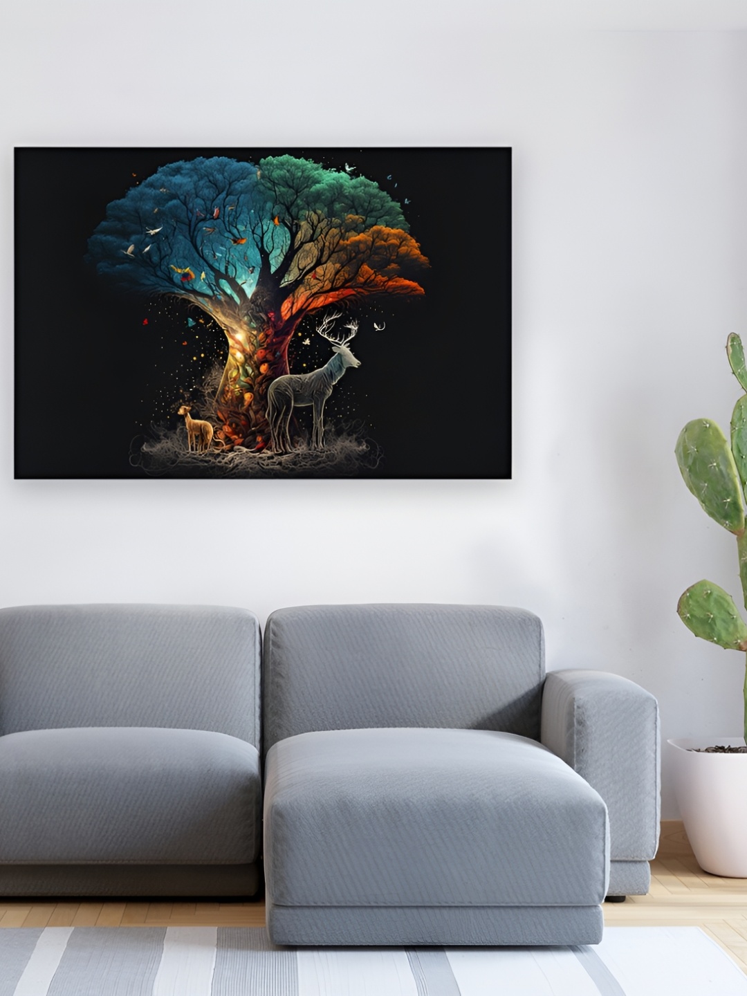 

CVANU Teal & Brown Canvas Painting Wall Art