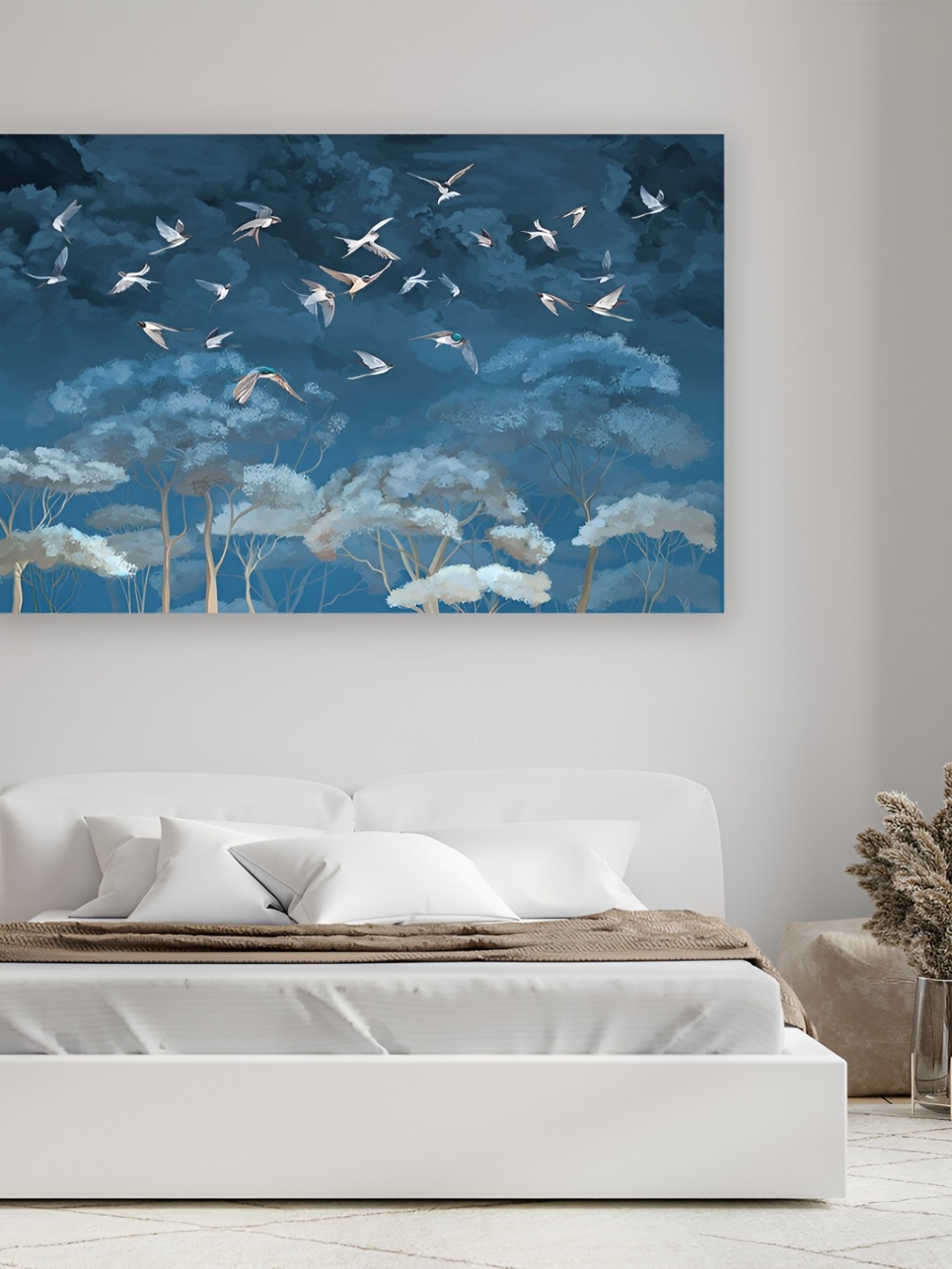 

CVANU Blue & White Birds & Animals Canvas Paintings Wall Art