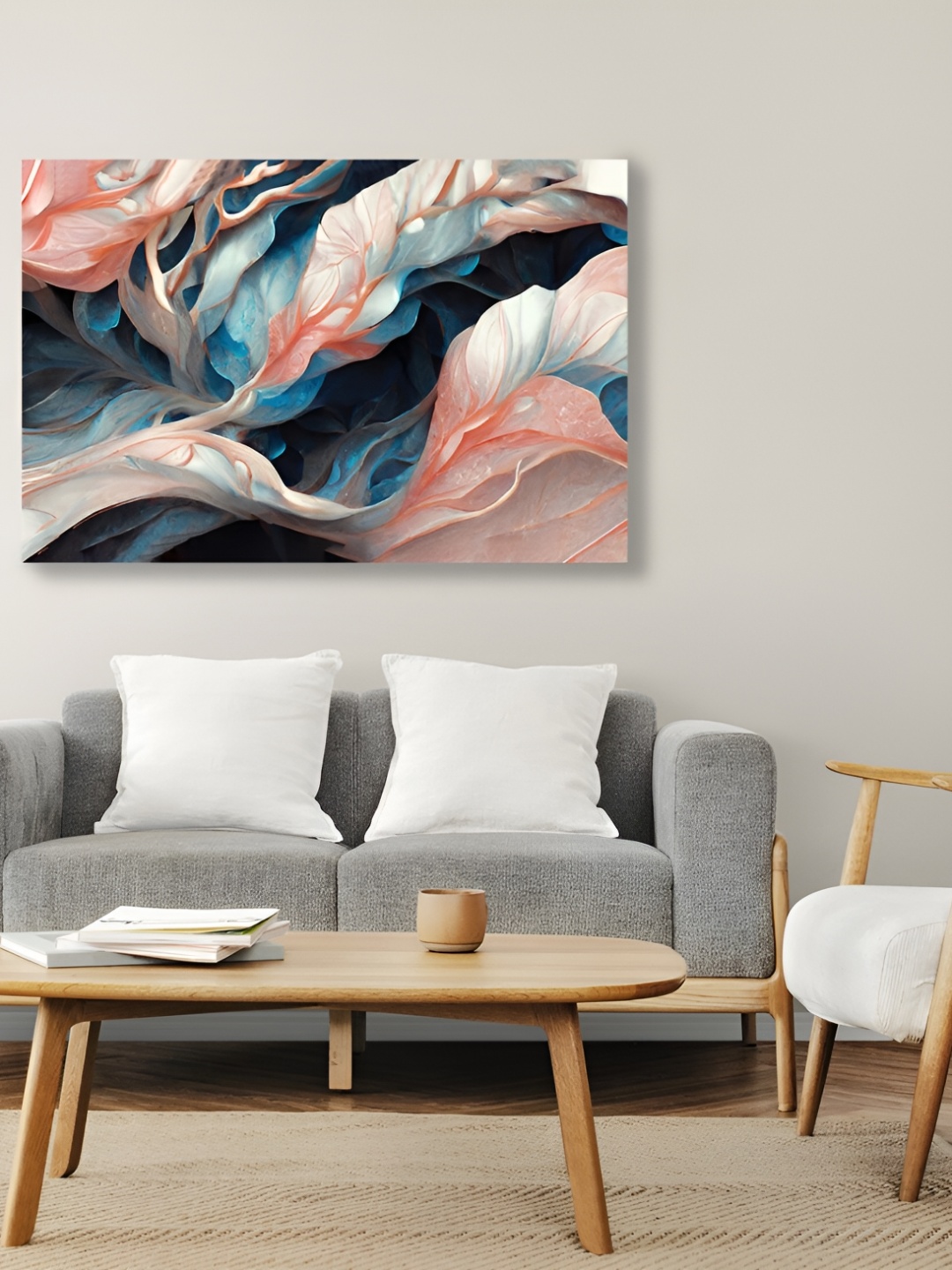 

CVANU Blue & White Abstract Canvas Paintings Wall Art