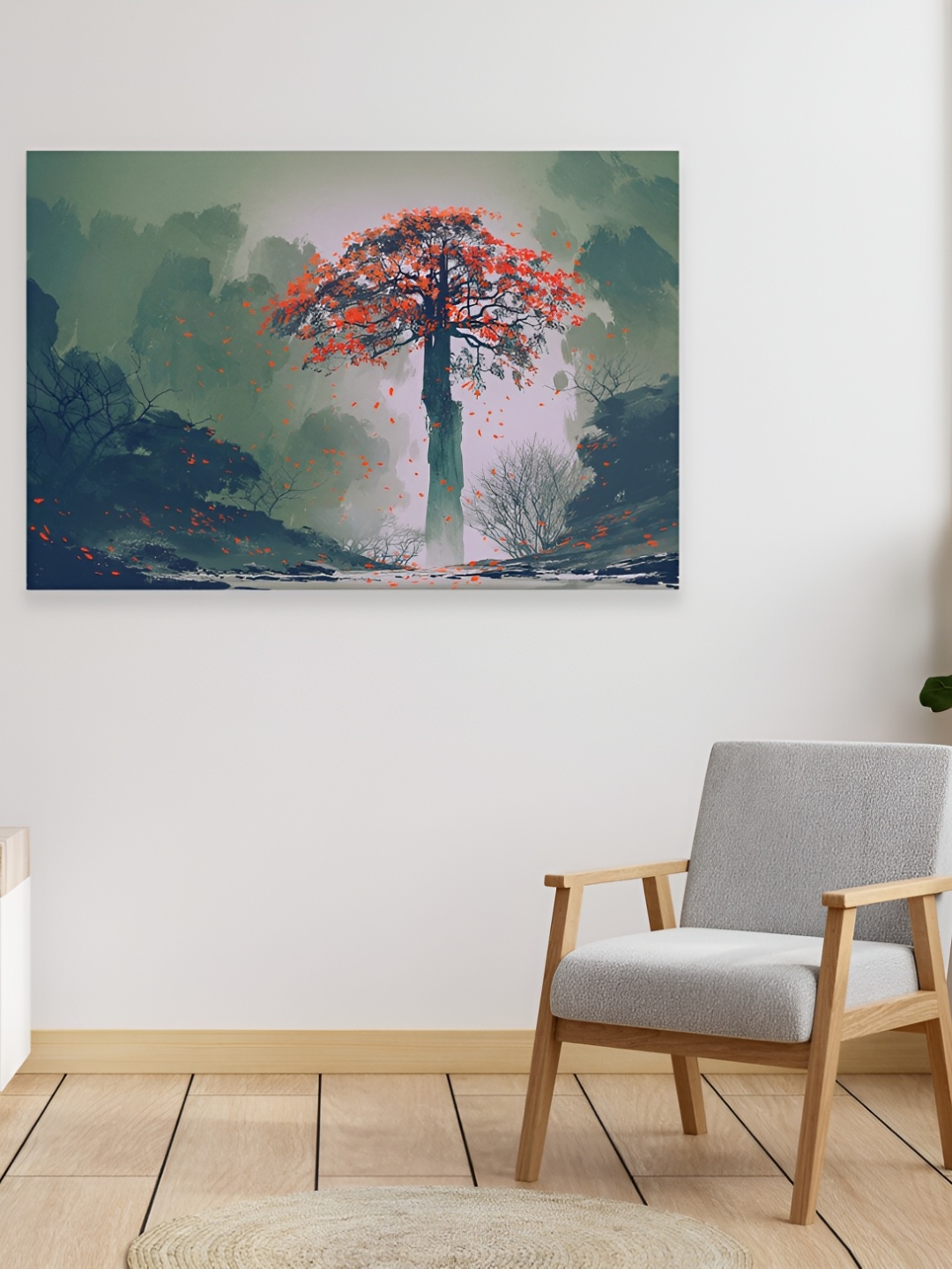 

CVANU Blue & Red Floral & Botanical Canvas Painting Wall Art, Green