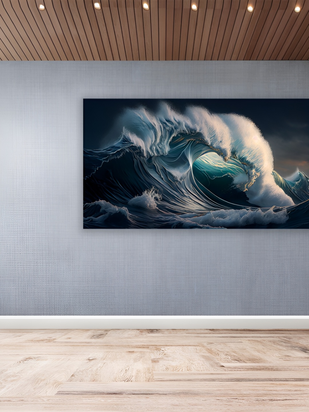 

CVANU Blue & White Abstract Rectangle Canvas Wall Art Painting