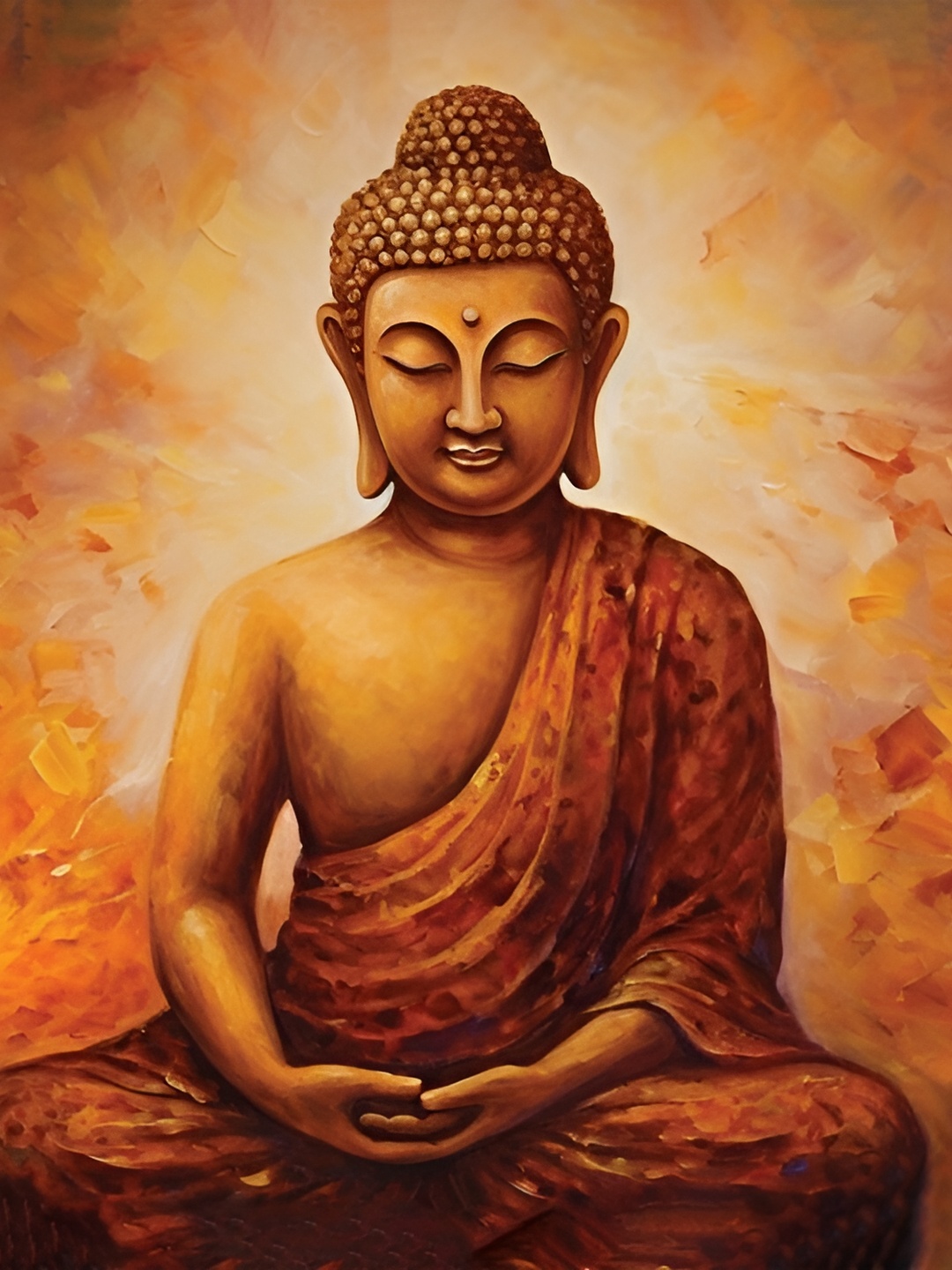 

CVANU Brown & Orange Religious Rectangle Canvas Wall Art Painting