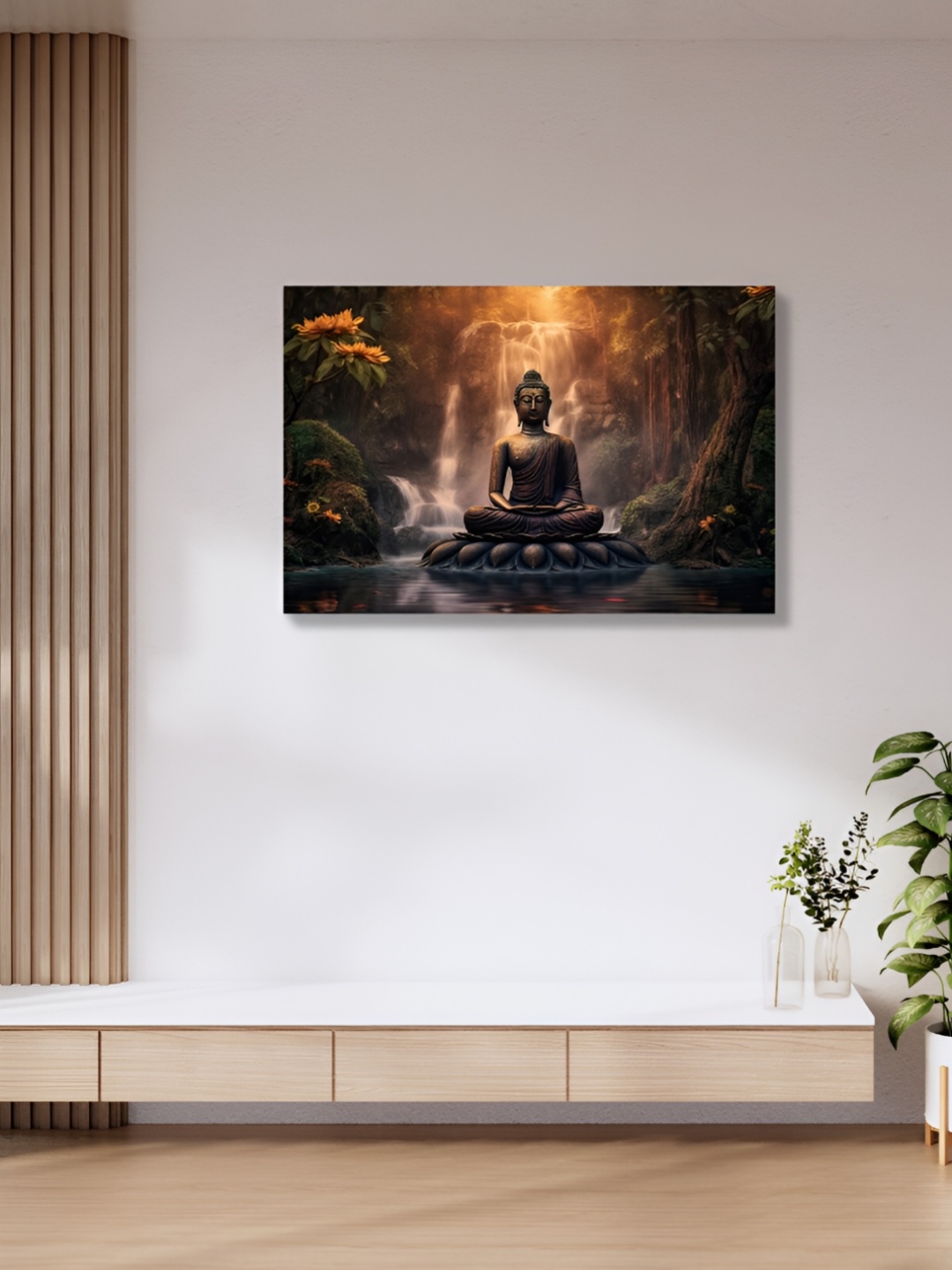 

CVANU Brown & Grey Religious Canvas Painting Wall Art