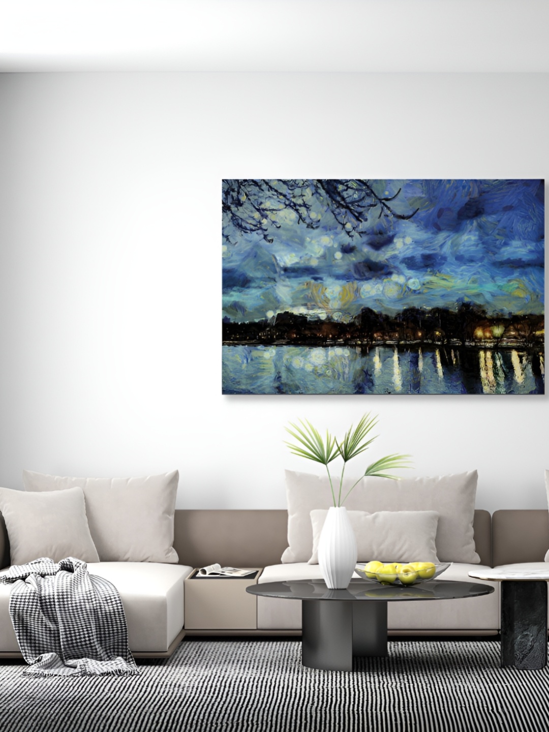 

CVANU Blue & Grey Abstarct Canvas Painting Wall Art