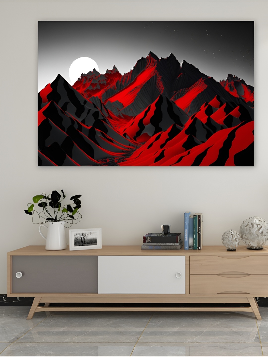 

CVANU Black & White Abstract Rectangle Canvas Wall Art Painting