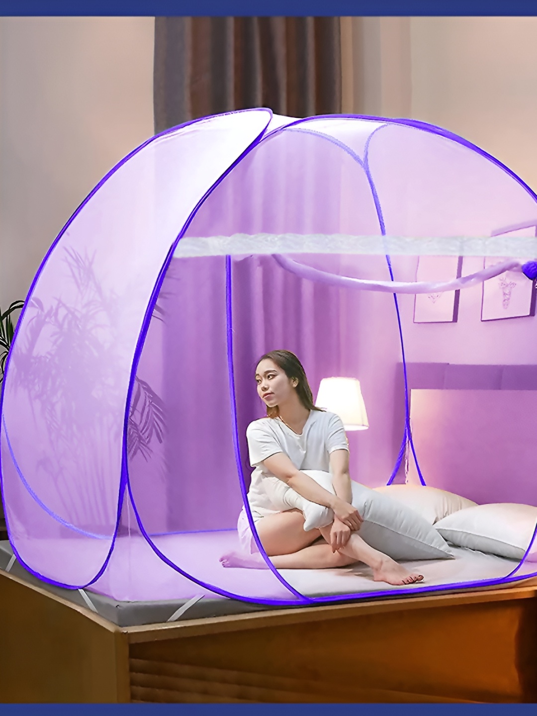 

Aetrius Purple King Size Double Bed Foldable Tent Mosquito Net