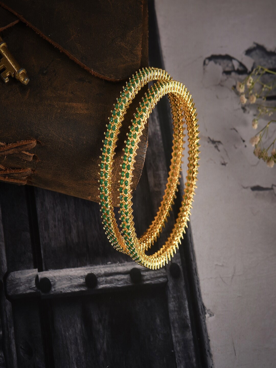 

RATNAVALI JEWELS Set of 2 Gold-Plated AD-Stones Studded Bangles