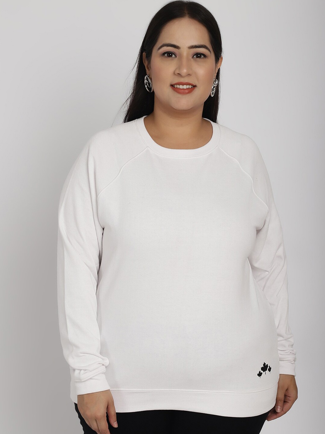 

Rute Round Neck Cotton Sweatshirt, White