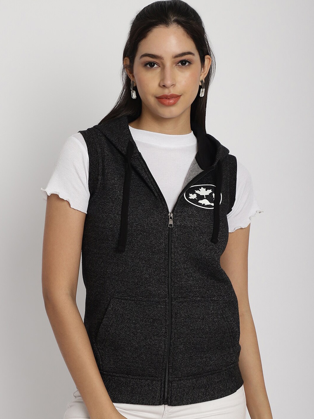 

Rute Hooded Cotton Front-Open Sweatshirt, Grey