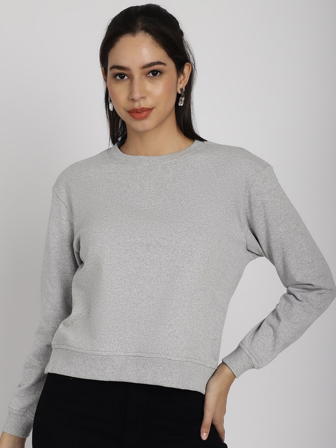 

Rute Round Neck Cotton Pullover Sweatshirt, Grey