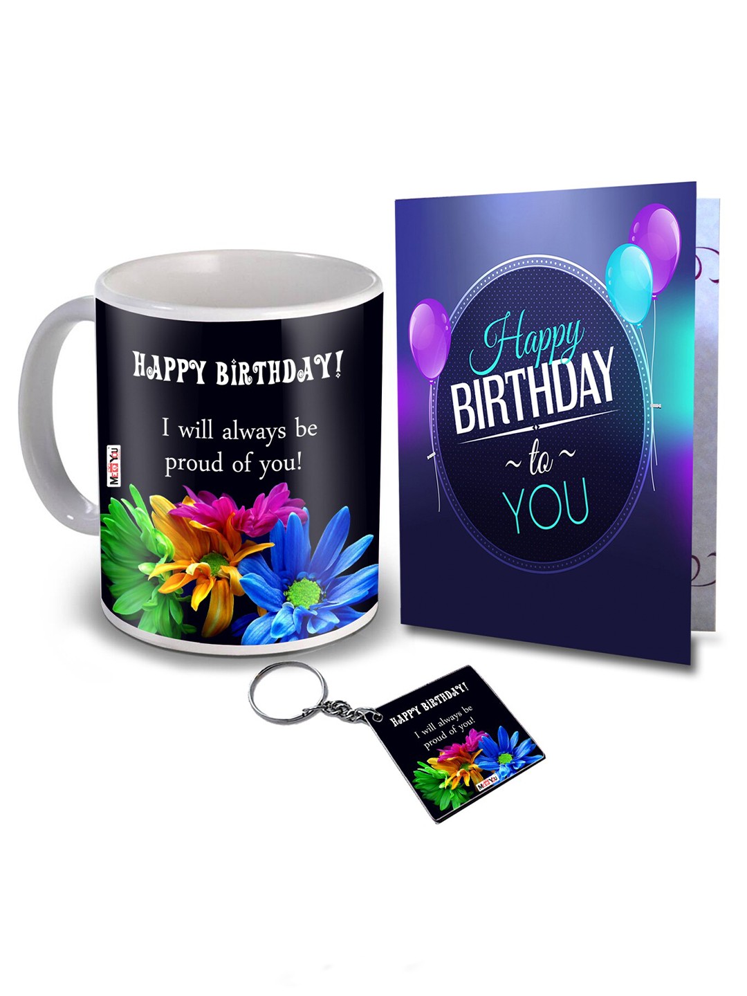

ME & YOU Black Ceramic Glossy Coffee Mug with Card & Keychain Happy Birthday Gift Set