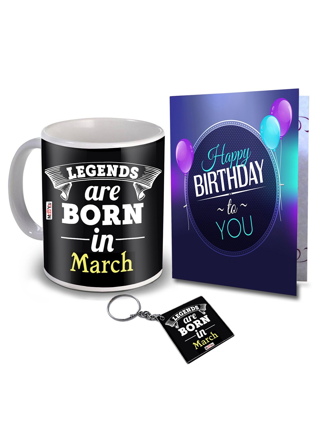 

ME & YOU Black & Blue Coffee Mug Birthday Greeting Card & Keychain Home Gift Set