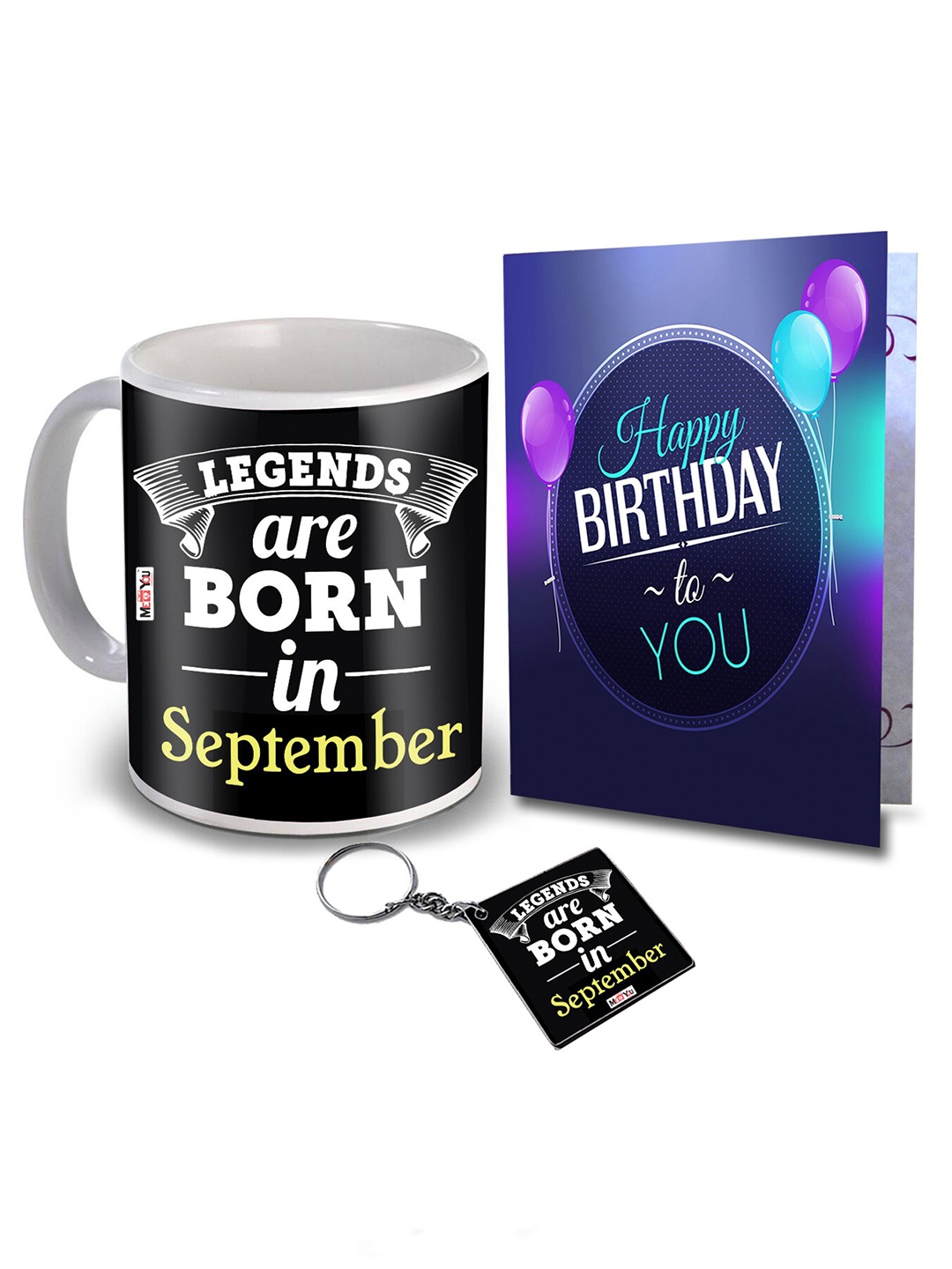 

ME & YOU Black & Blue Coffee Mug Birthday Greeting Card & Keychain Home Gift Set