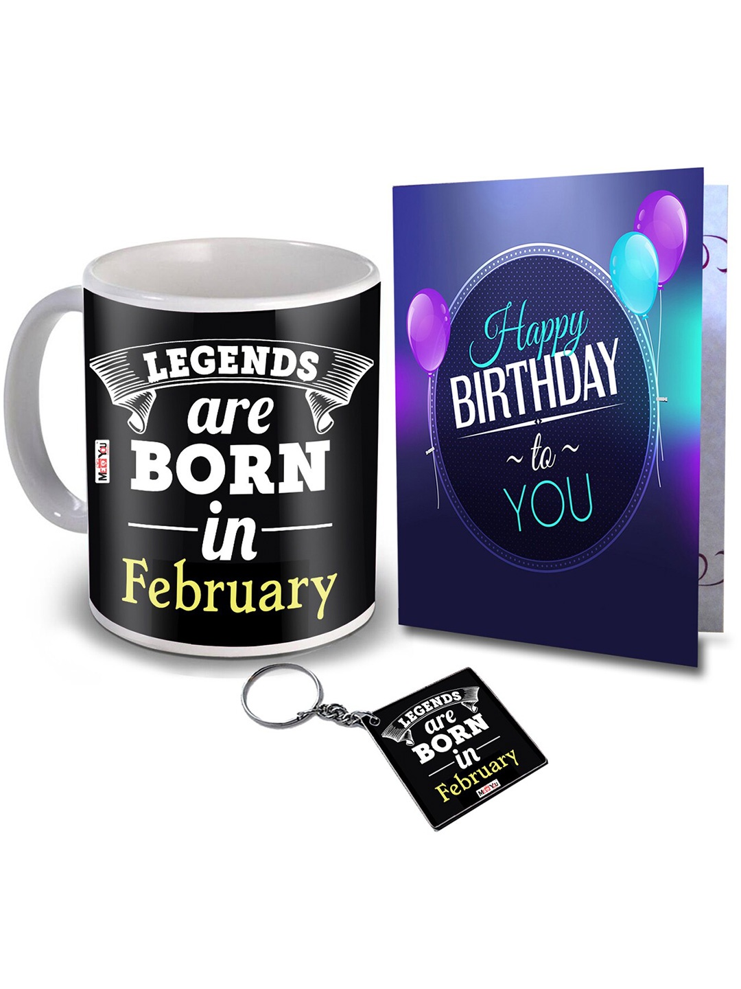 

ME & YOU Black 3pcs Slogans Printed Ceramic Glossy Mug & Card with Keychain 325 ml