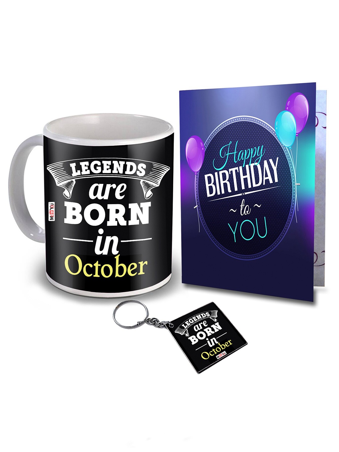 

ME & YOU 3 Pcs Slogans Printed Ceramic Glossy Mug & Card with Keychain 325 ml, Black