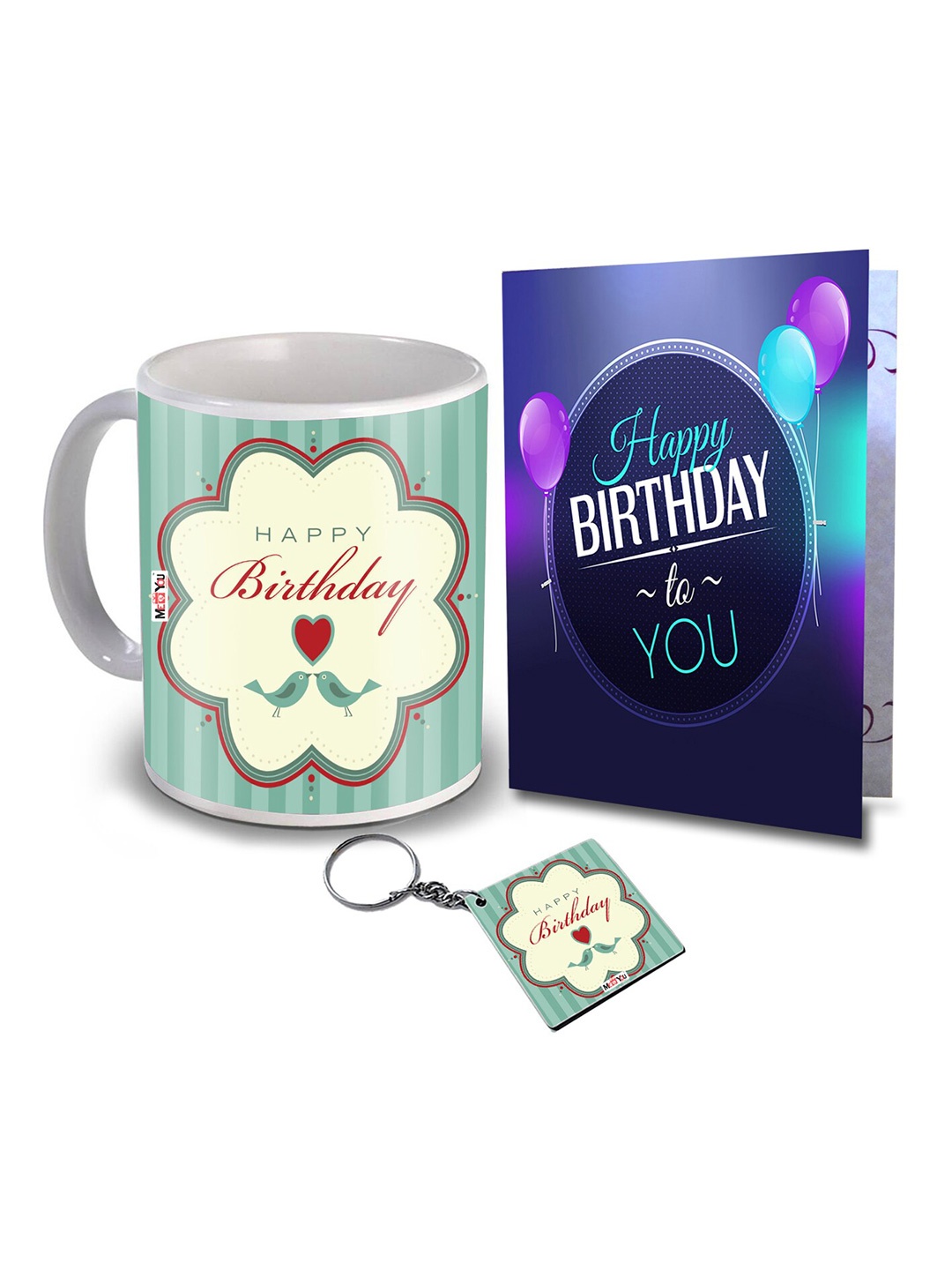 

ME & YOU Green & Beige 3 Pieces Printed Coffee Mug with Card & Home Gift Set