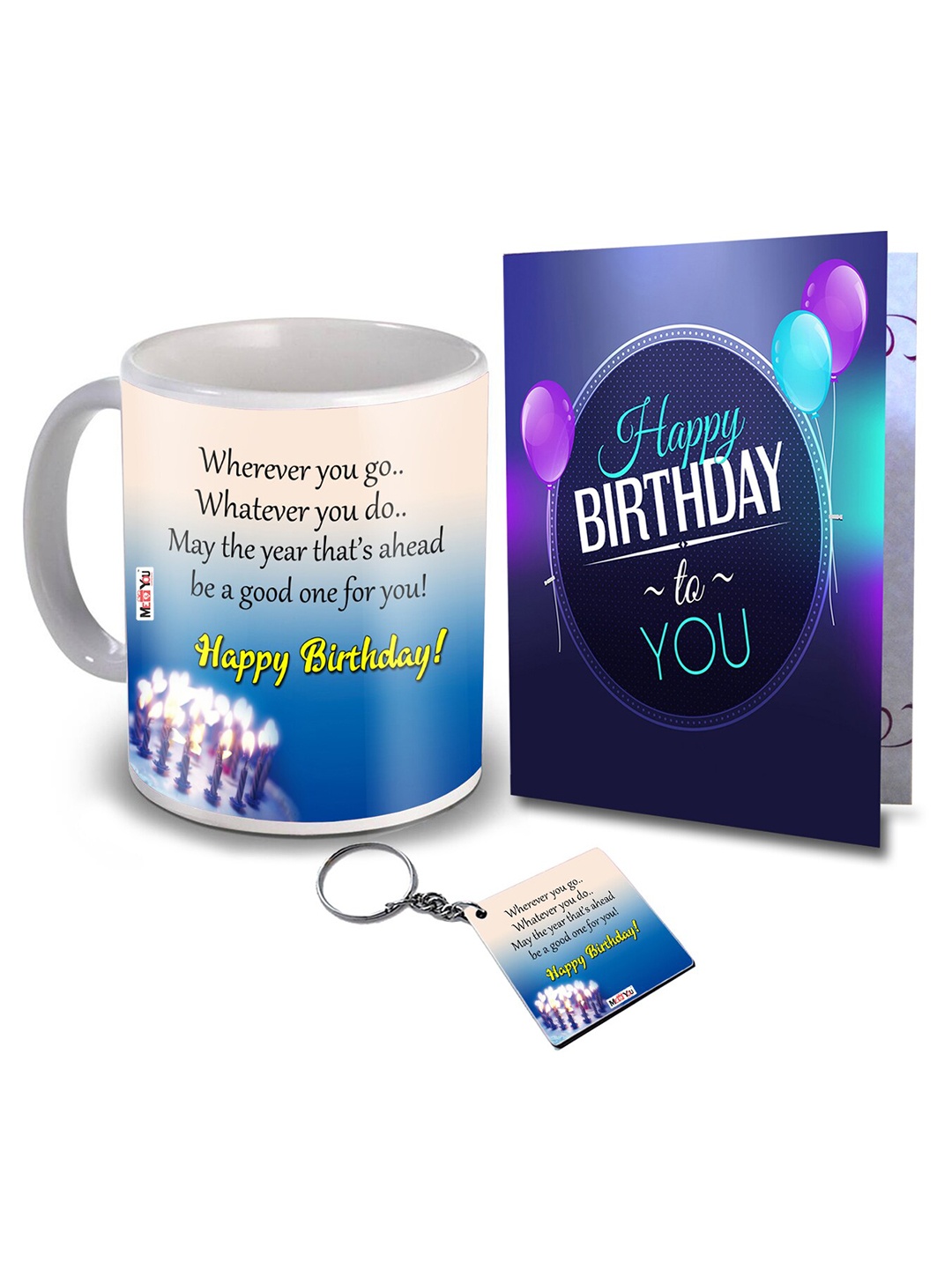 

ME & YOU White & Blue 3 Pieces Coffee Mug With Card & Keychain Home Gift Set