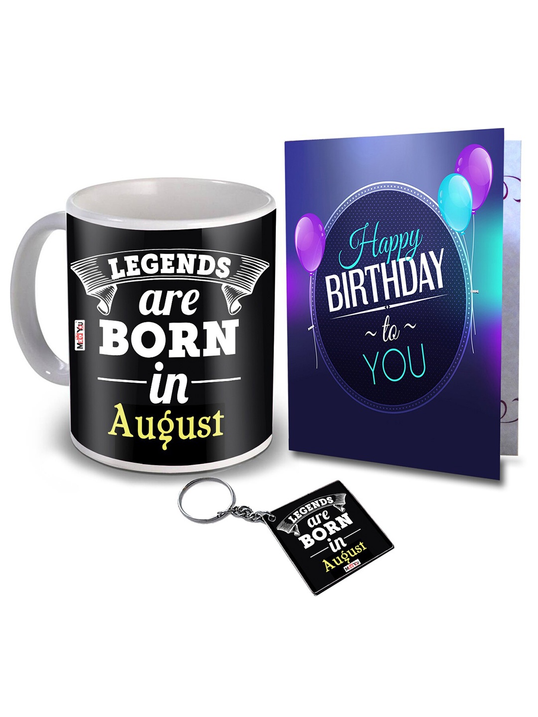 

ME & YOU Black & White 3 Pieces Printed Coffee Mug with Card & Keychain Home Gift Set