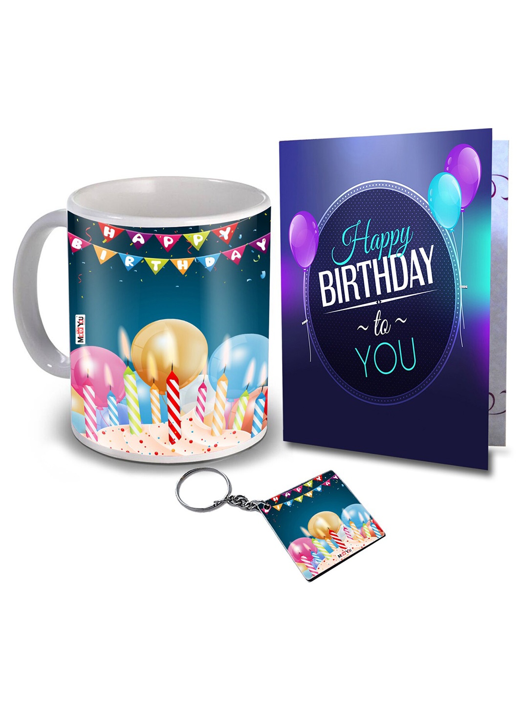 

ME & YOU Blue & Yellow 3 Pieces Coffee Mug With Card & Keychain Home Gift Set