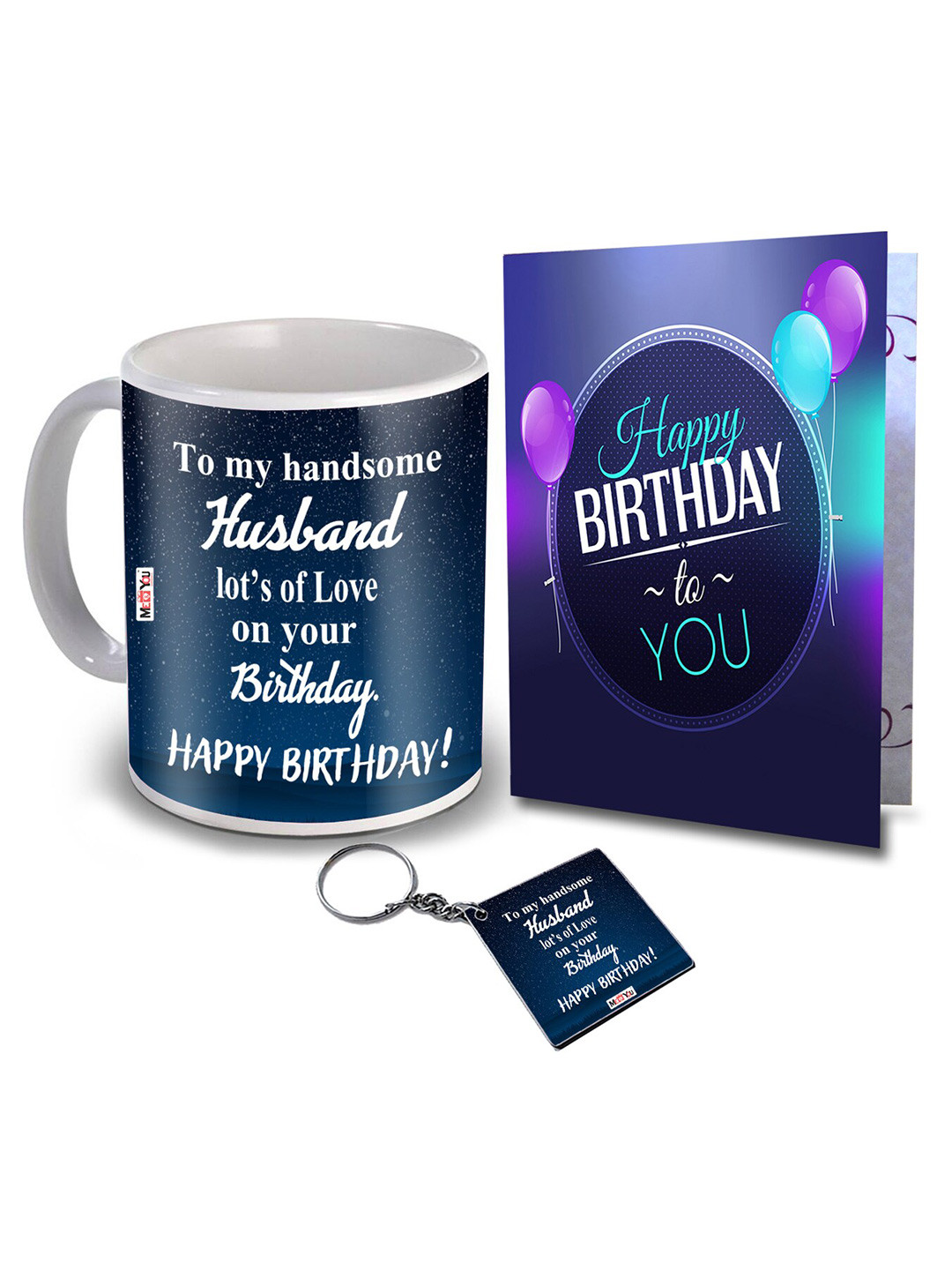 

ME & YOU White & Blue Printed Home Gift Set