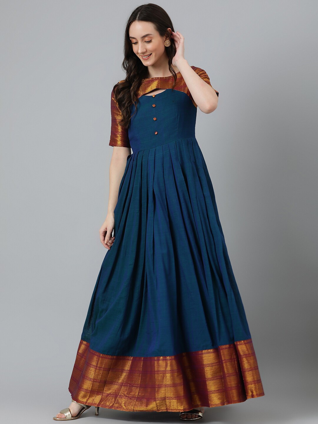 

Vinya Cotton Fit & Flare Dress, Blue