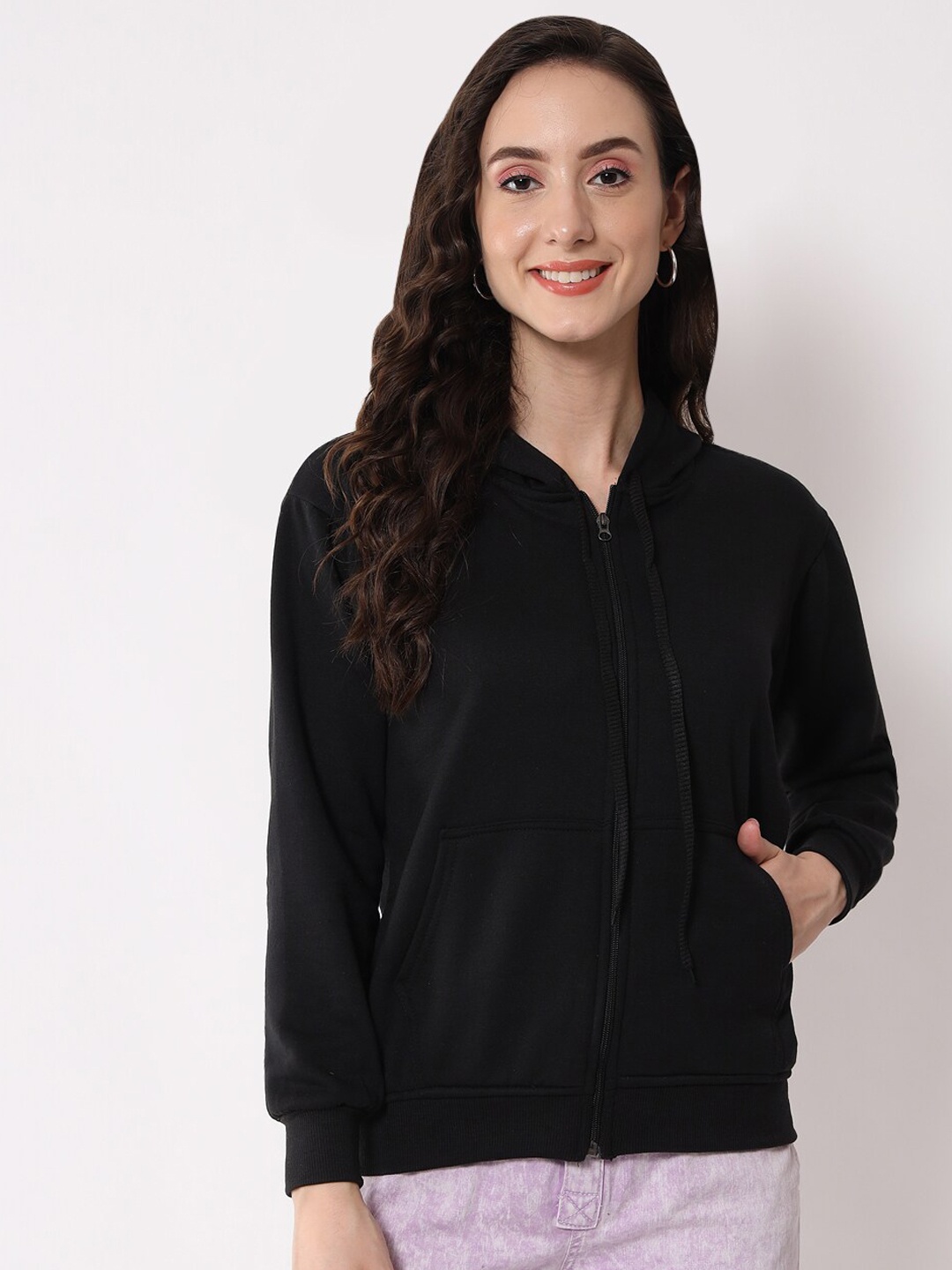 

Funday Fashion Hooded Fleece Bomber Jacket, Black