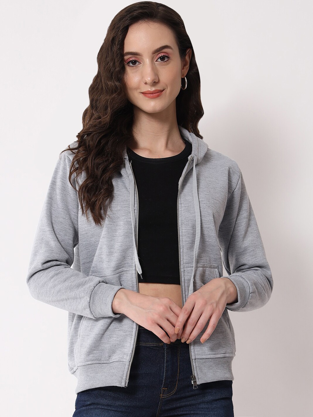 

Funday Fashion Hooded Fleece Bomber Jacket, Grey