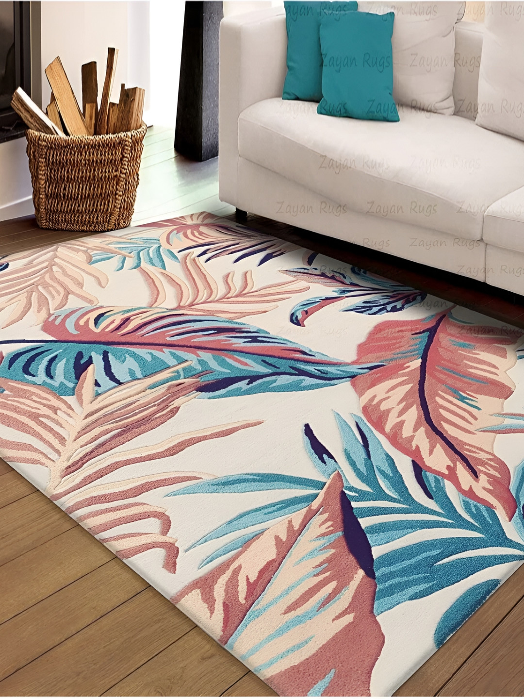 

Asad Emporium Rugs Blue& Brown Floral Anti-Skid Carpet