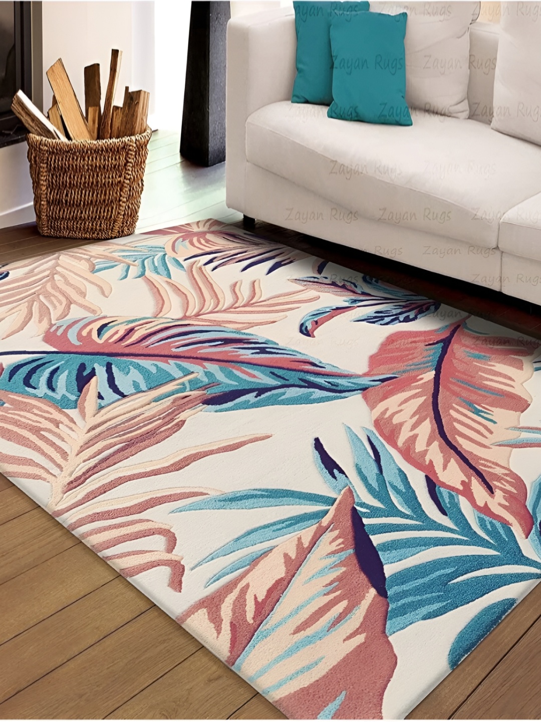 

Asad Emporium Rugs Cream& Blue Floral Anti-Skid Carpet